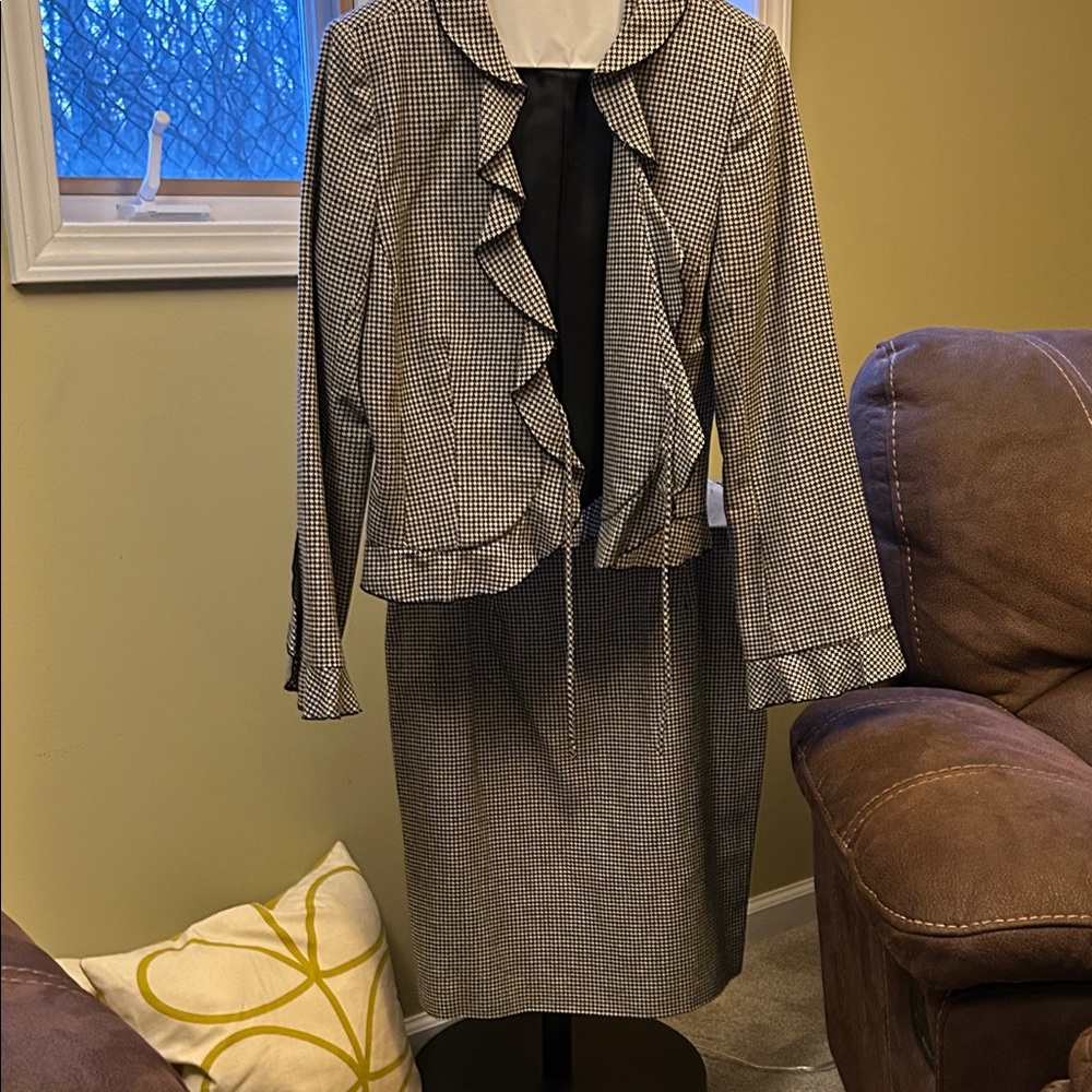 Kay Unger Black and White Houndstooth Jacket